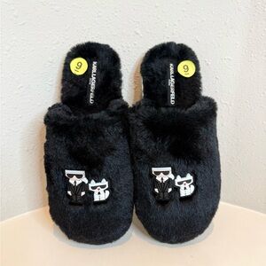 Karl Lagerfeld Paris Julissa Faux Fur Black Women’s Slippers Size 9.5 NWT